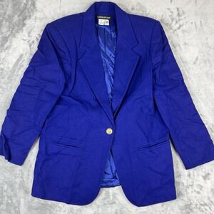 Vintage SAVANNAH 100% Pure New Wool  Blue Jacket Blazer Women's 10